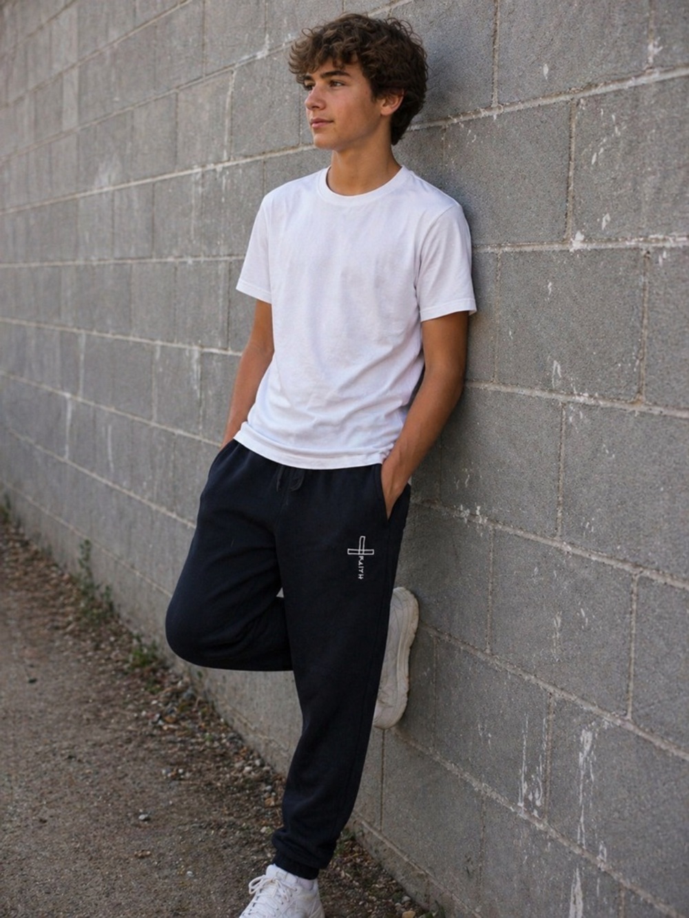 Faith Fruit of the Loom Men's Black Jogger Sweatpants